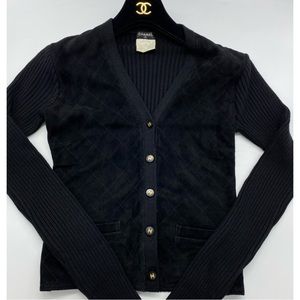 Chanel Fall 1996 Leather and Knit Cardigan